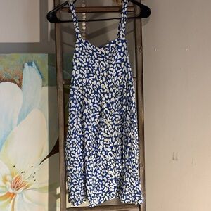 Blue and White Patterned Women's Dress